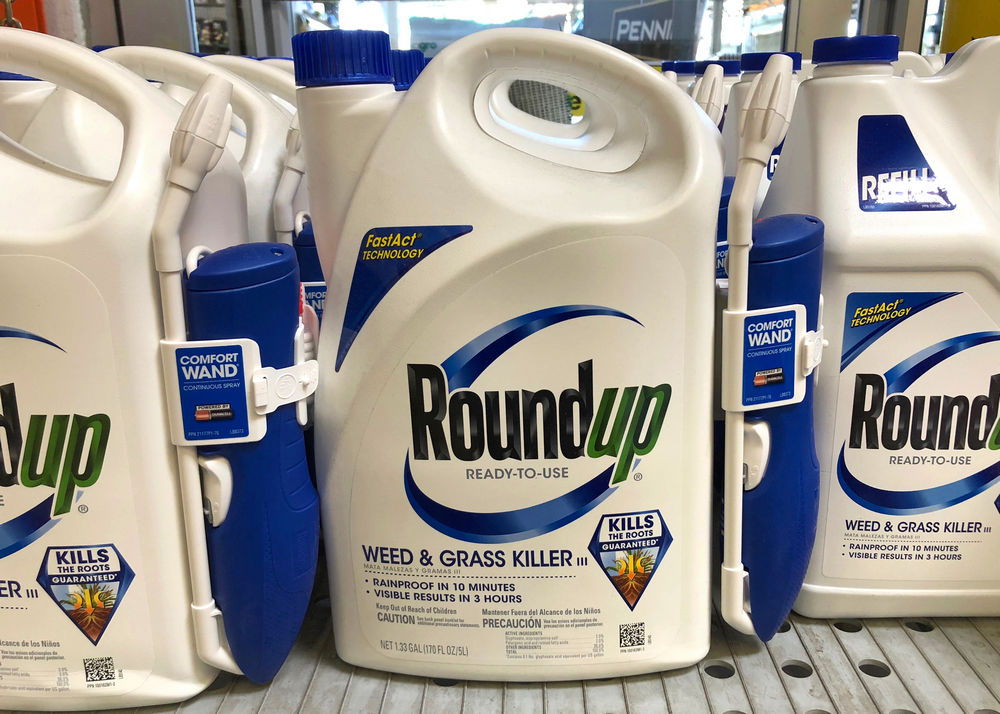 Oakland, CA - August 13, 2018Garden supply store shelf with containers of RoundUp weed killer. A San Francisco jury just ruled that Roundup gave a former school groundskeeper terminal cancer.