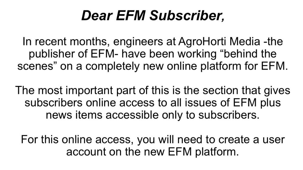 Dear EFM subscriber